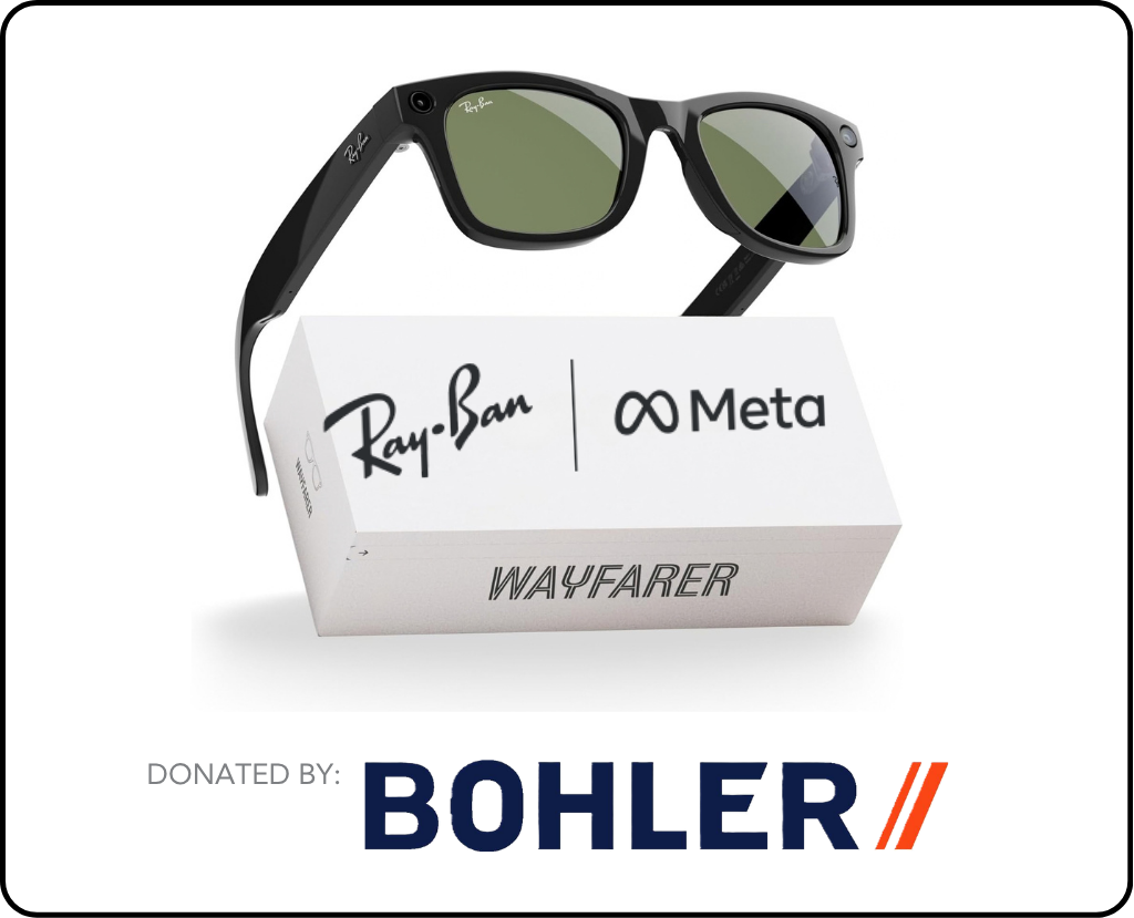 Ray-Ban Meta Wayfarer smart glasses, donated by Bohler